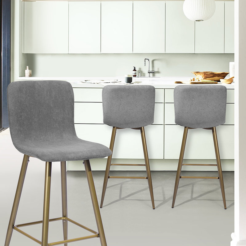 Frye Upholstered Counter Stool with Metal Frame, Dark Grey