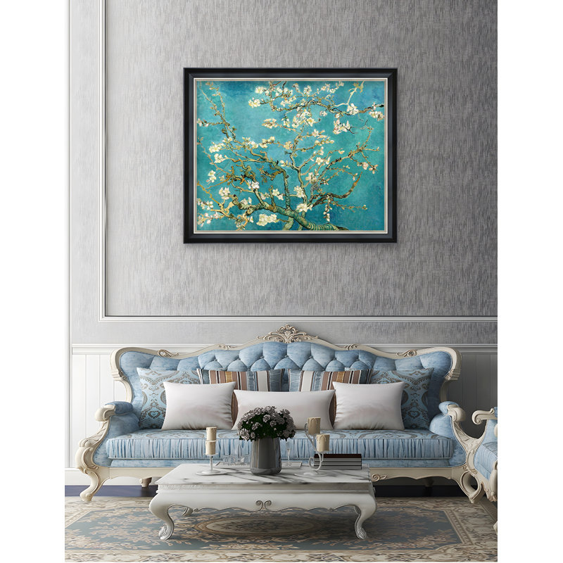 Vincent Van Gogh «Almond Blossoms» sur, H 24 po x l 30 po, Cadre photo noir