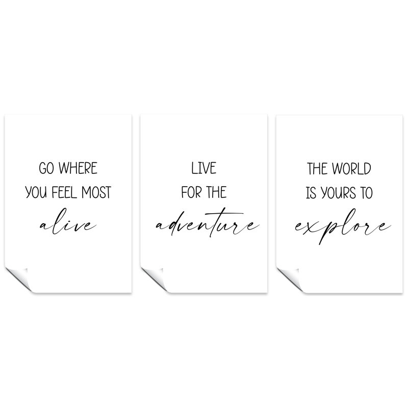 Go Where You Feel Most Alive, Live For The Adventure, And The World Is Yours To Explore - 3 Piece No Frame Print Set