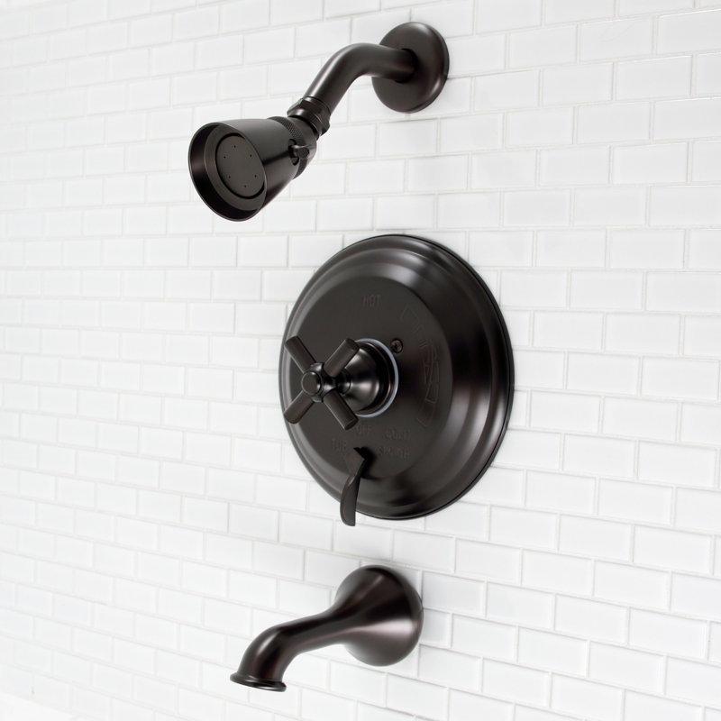 Kingston Brass Elinvar Single-Handle Pressure Balanced Tub and Shower Faucet, Oil Rubbed Bronze