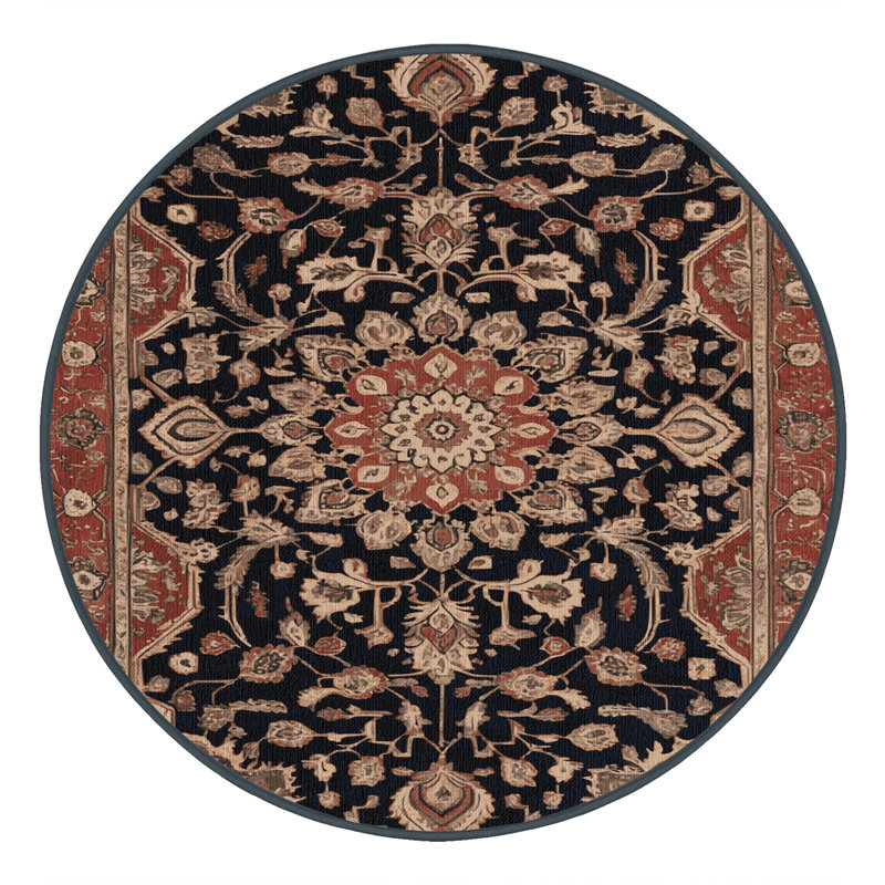 Tapis brun lavable à la machine, Rond 6 pi