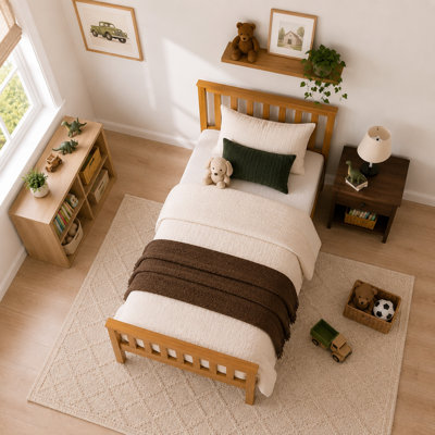 Mission Twin Solid Wood Platform Bed with Headboard & Footboard – FSC Certified Rubberwood, Farmhouse Style Bed Frame for Teens & Adults