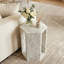 Table d'appoint hexagonale en marbre véritable - table de bout géométrique moderne en pierre avec veines naturelles - table de chevet à piédestal brillant