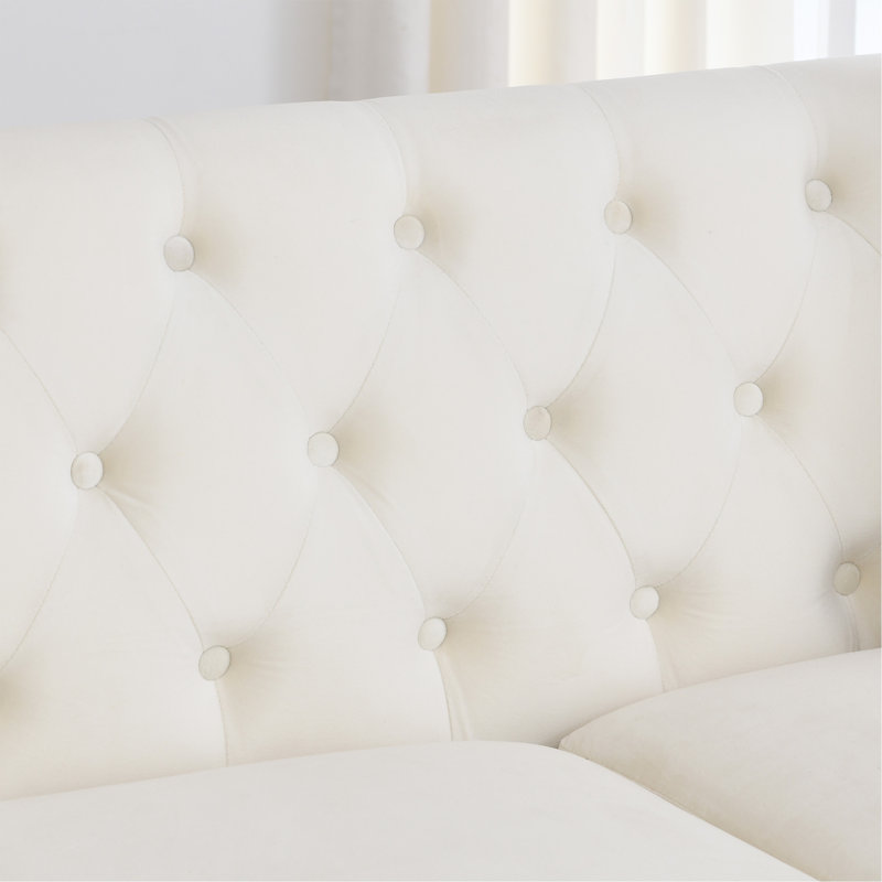 Canapé Chesterfield moderne de 77 pouces en velours