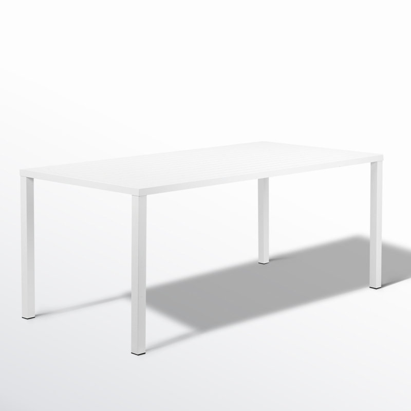 Ottie Rectangular Metal Outdoor Dining Table , 71'' in. W 35'' in. D, White
