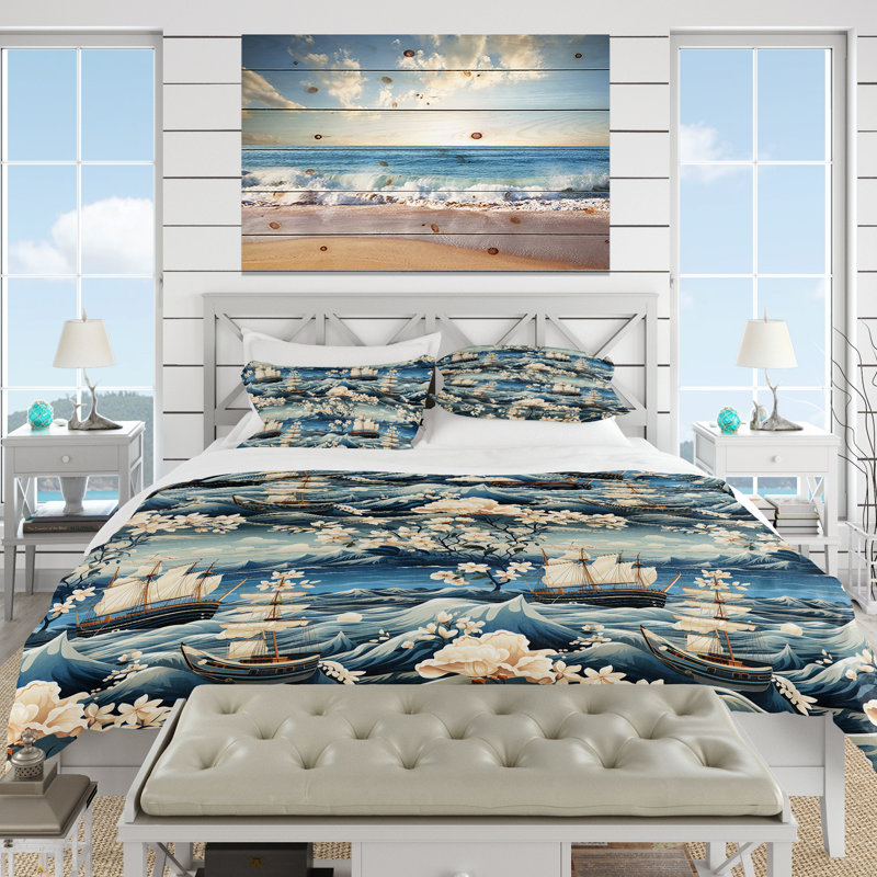 Ensemble de housse de couette Coastal, Housse de couette pour très grand lit et 2 très