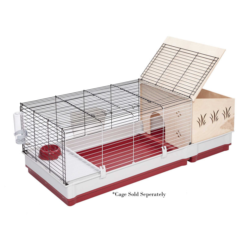Natural Wood Small Animal Hutch Extension with Deep Pan