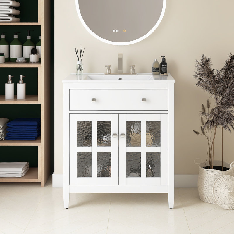 Meuble-lavabo 30 po avec lavabo en céramique, Blanc