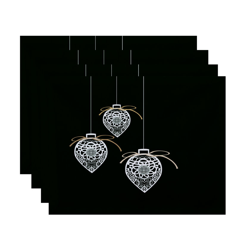 Ensemble de napperons 4 pièces Ornaments, Vert foncé