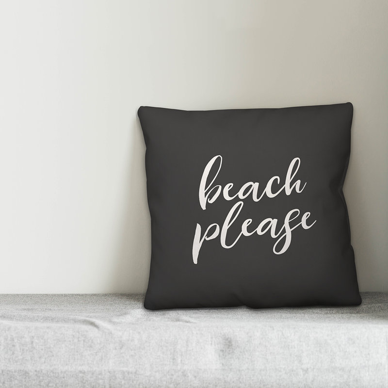  Coussin intérieur / extérieur Beach, H 20 po x l 20 po, Noir / blanc