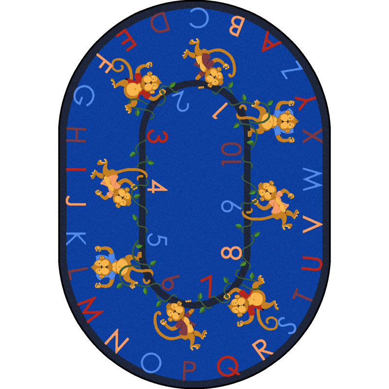 Tapis Éducatif «Monkey Business» par Joy Carpets, Ovale 7 pi 8 po x 10 pi 9 po