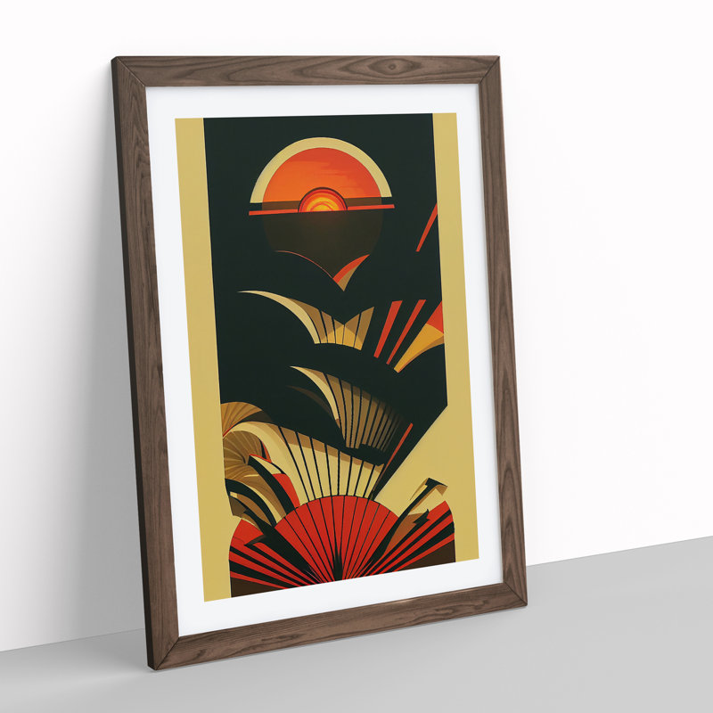 Retro Sunset No.1 - Framed Print, 34cm H x 25cm W x 2cm D, Brown Framed