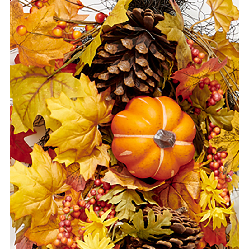 Ornement 25 pouces feuilles d'automne, citrouilles et pommes de pin