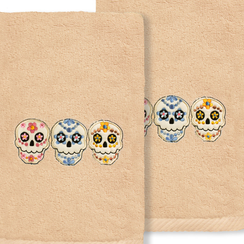  Débarbouillette en coton Skulls, Sable