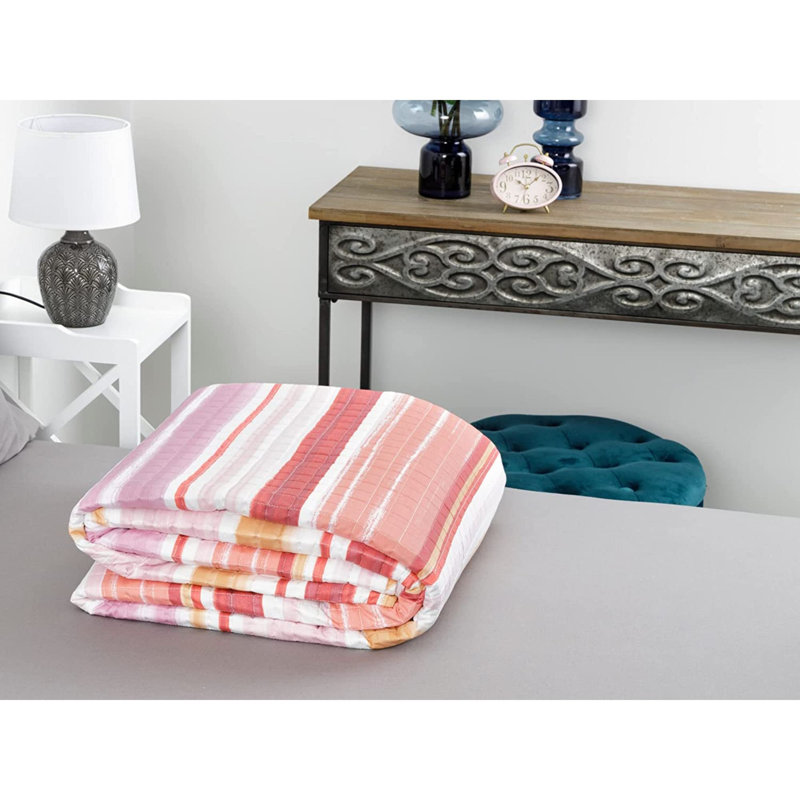 Polyester Microfiber Quilt, W260 x L260cm, White/Yellow
