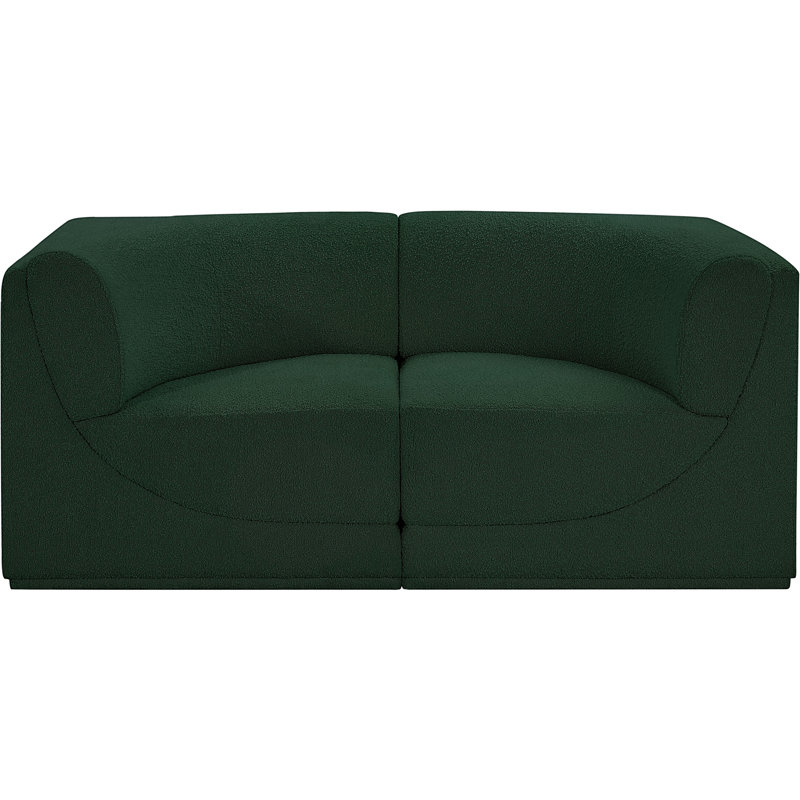 Ollie 68" Upholstered Sofa, Green Boucle Fabric