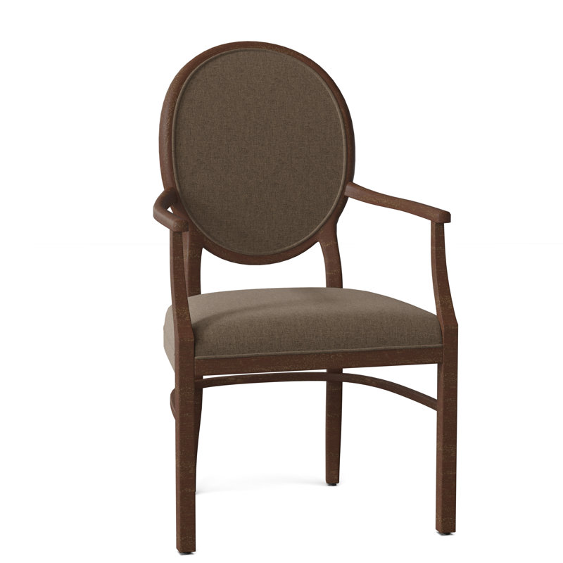 Hughes Upholstered King Louis Back Arm Chair, Bark (8789 06), Walnut