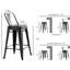 Métal noir de 24 po de style rustique rustique mat, de 4, dossier léger et confortable, pattes de tabouret coulissantes, assemblage simple pour les restaurants et les bars, patins en caoutchouc, assemblage, idéal