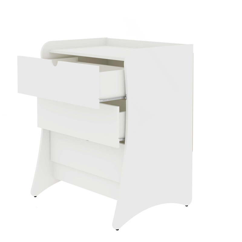 Coney 28" Nightstand in White (3-Drawer), White