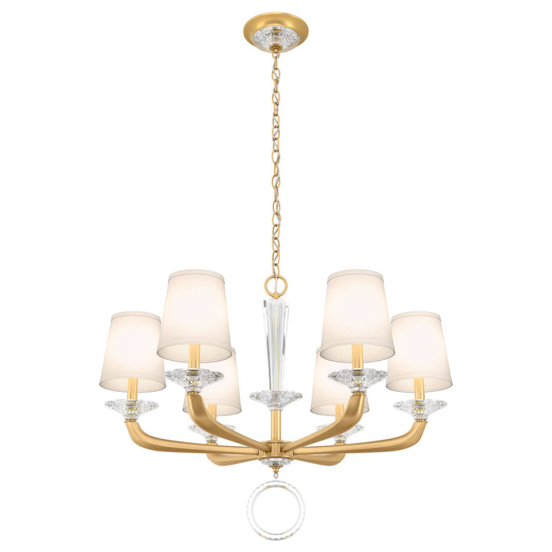 Emilea 6 - Light Glass Chandelier, Heirloom Gold
