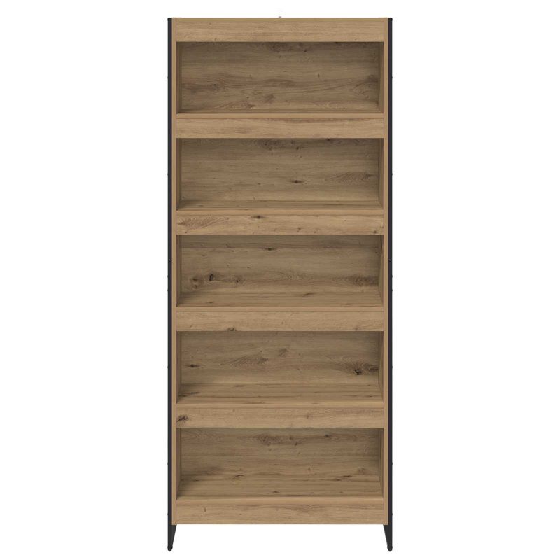 Steel Book Cabinet Bookcase, (5 Shelves) 190cm. H x 80cm. W x 30cm. D, Artisian Oak