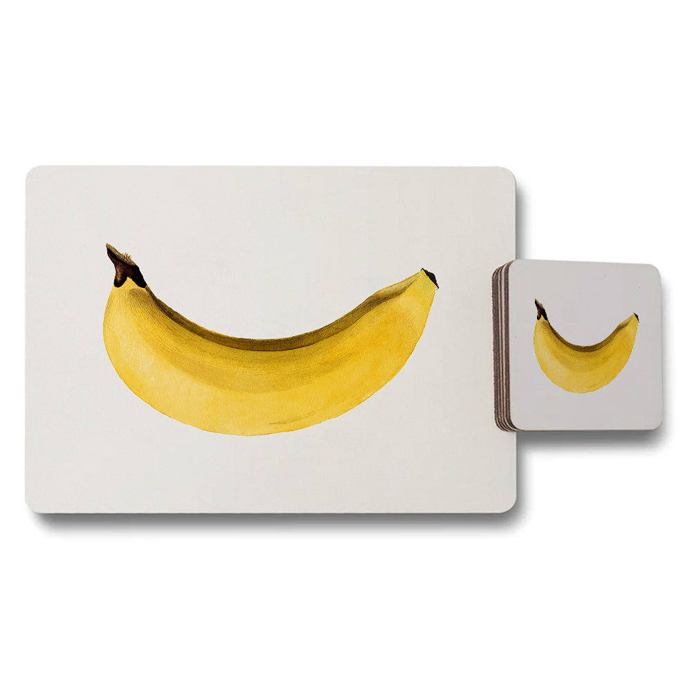 Banana Illustration Placemat and Coaster Set for Dining Table