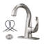 Robinet de lavabo à commande unique en laiton massif, robinet de lavabo à bec haut monotrou avec bonde escamotable-65110408