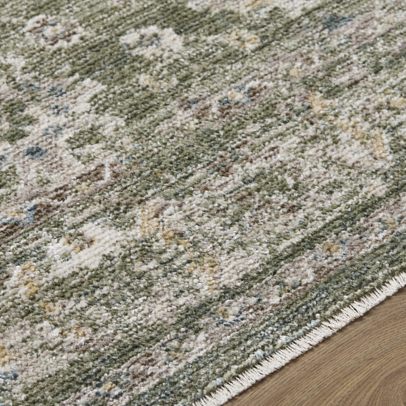 Wilfrieda tissé à la machine, Green/Tan/Brown/Grey/Ivory, Rectangle 6'7" x 9'