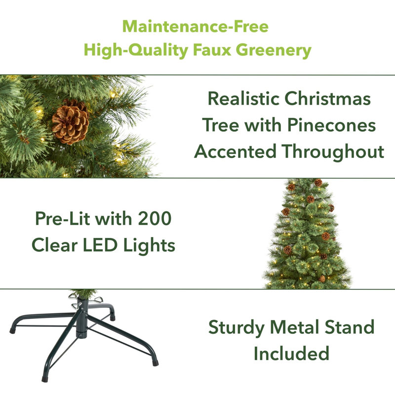 Lighted Artificial Christmas Tree, 5' H