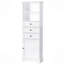 White Storage Cabinet With 3 Drawers And Adjustable Shelves For Bathroom, Study, Office And Interior, MDF Board With Painted Finish