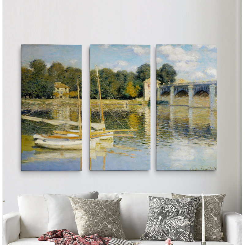 «The Bridge» par Claude Monet, ensemble de 3 reproductions d'art sur toiles, H 32 po x l 48 po x P 1,5 po