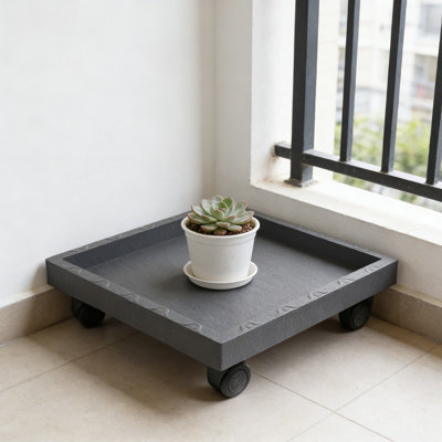 Support robuste pour plante à roulettes avec roulettes - Plateau de support de jardinière mobile carré de 14,17 pouces pour le jardin extérieur extérieur, le patio, le balcon et la terrasse