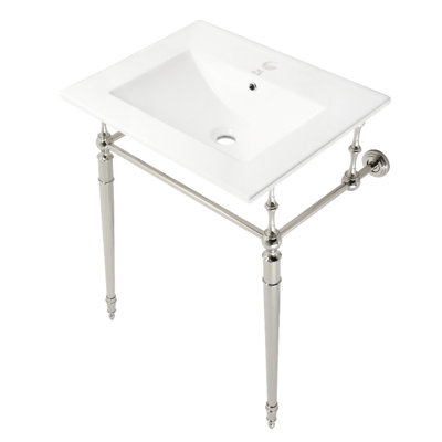 Kingston Brass Edwardian 24-Inch Ceramic Console Sink with Brass Legs (1-Hole)
