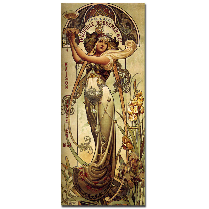 « champagne » par louis theophile hingre, affiche rétro encadrée sur toile tendue