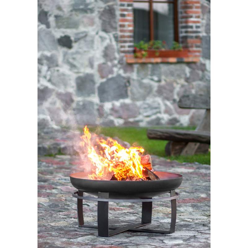 Round Steel Wood Burning Smokeless Fire Pit, 37cm H x 100cm W x 100cm D