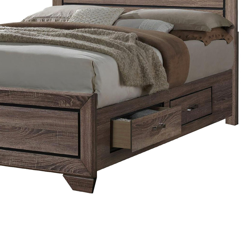 Grand lit de rangement en taupe délavé
