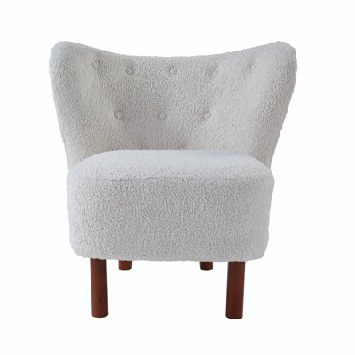 White Teddy Sherpa Accent Chair with Plush Comfort and Durable Wooden Legs, Perfect for Cozy and Stylish Living Spaces.
