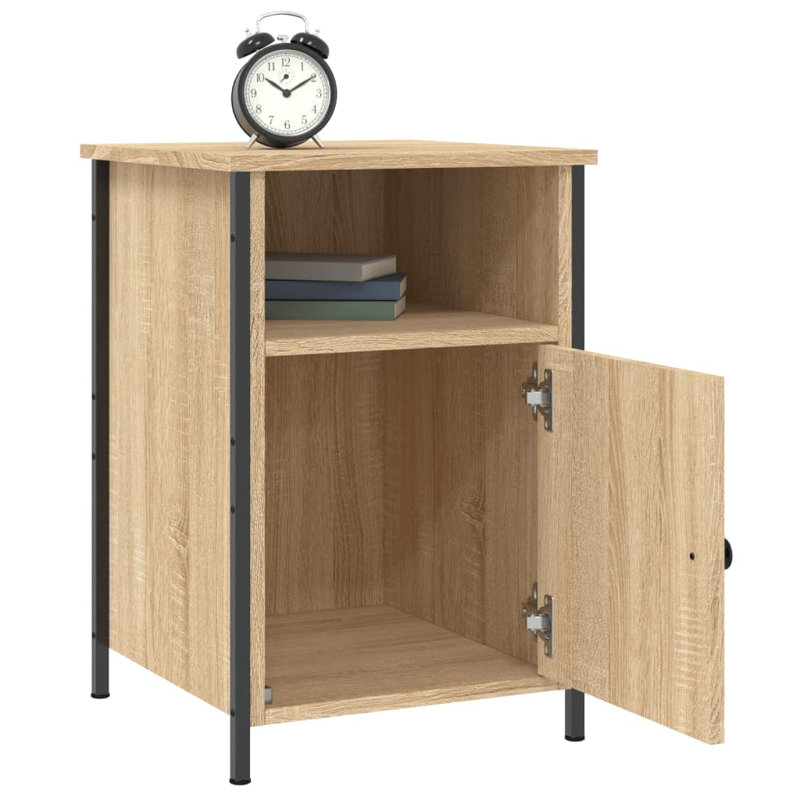 Mehetabel 40cm W Iron Bedside Table, Sonoma Oak, Set of 2