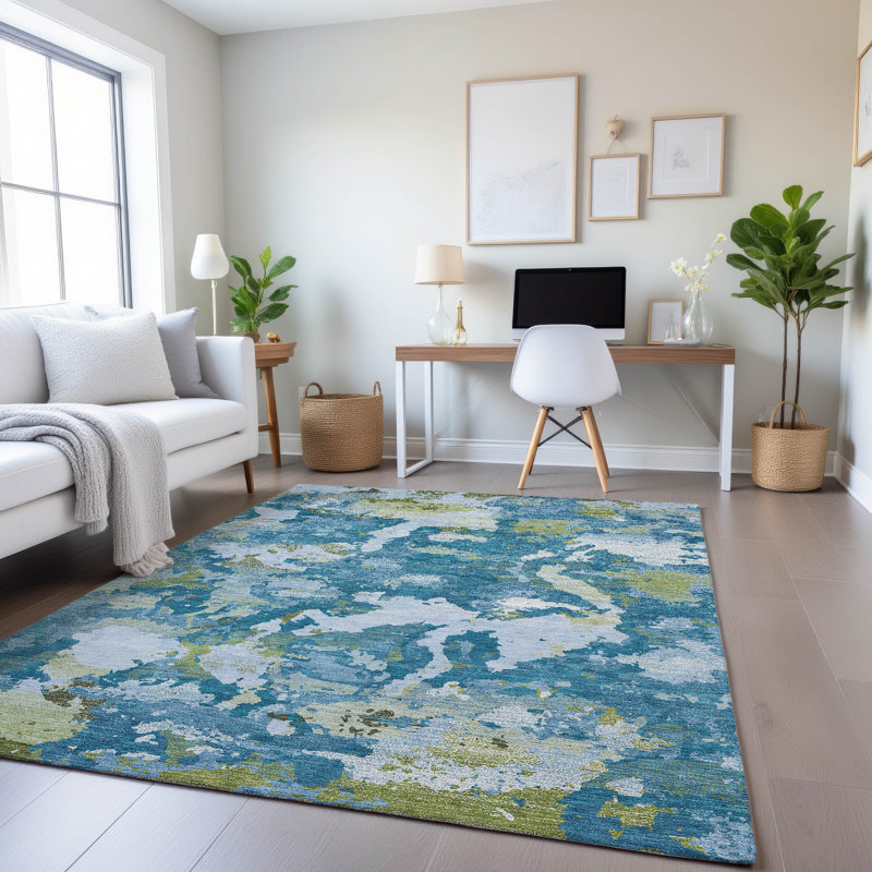 Tapis moderne lavable à la machine de qualité supérieure Kumbhar AMF1381, Rectangle 2 pi 6 po x 3 pi 10 po