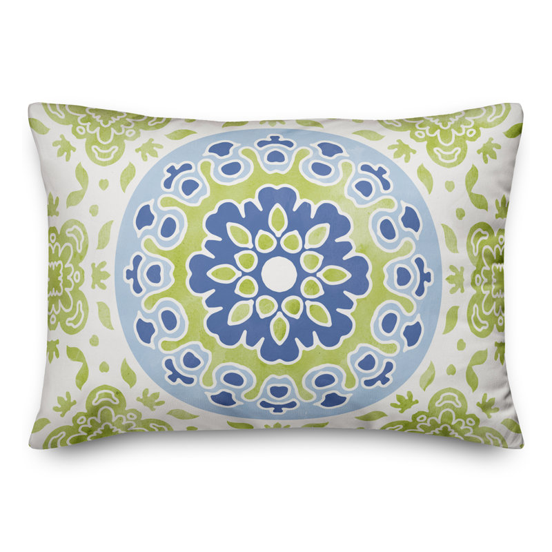 Housse et insert de coussin d'extérieur pour l'extérieur, Vert clair, Floral 1