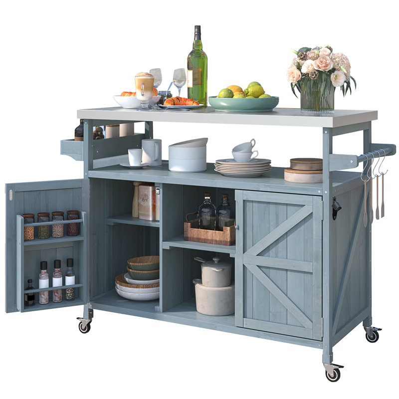 Îlot de cuisine extérieur K&K, Gris bleu / gris clair