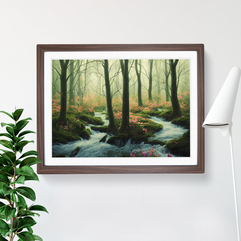 Ethereal Spring Forest - Framed Print, 25cm H x 34cm W x 2cm D, Walnut