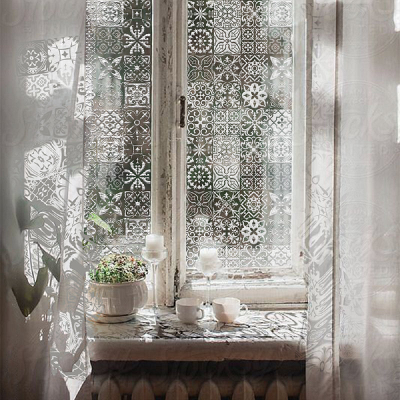 Retro Tile Design Non-Wall Damaging Window Decal