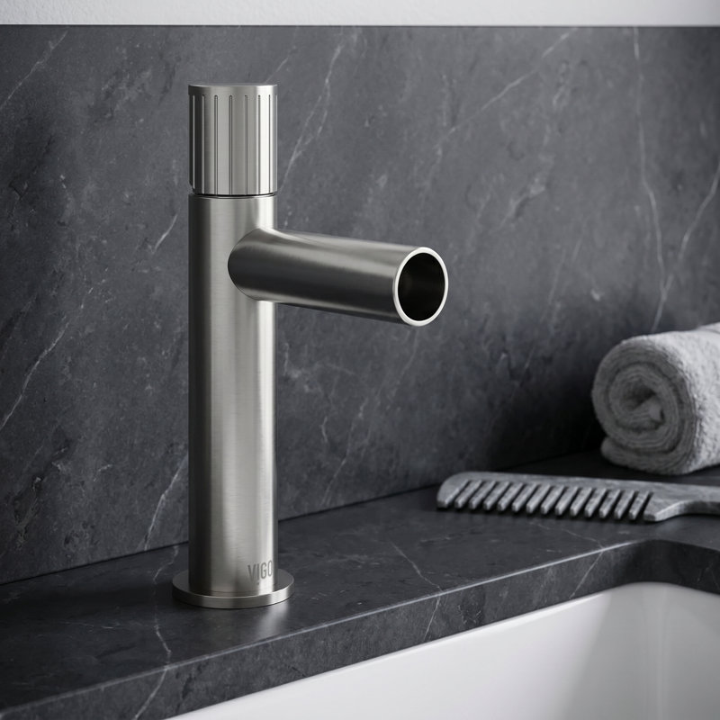 Ashford 8" H Single Handle Single Hole Bathroom Faucet, Brushed Nickel