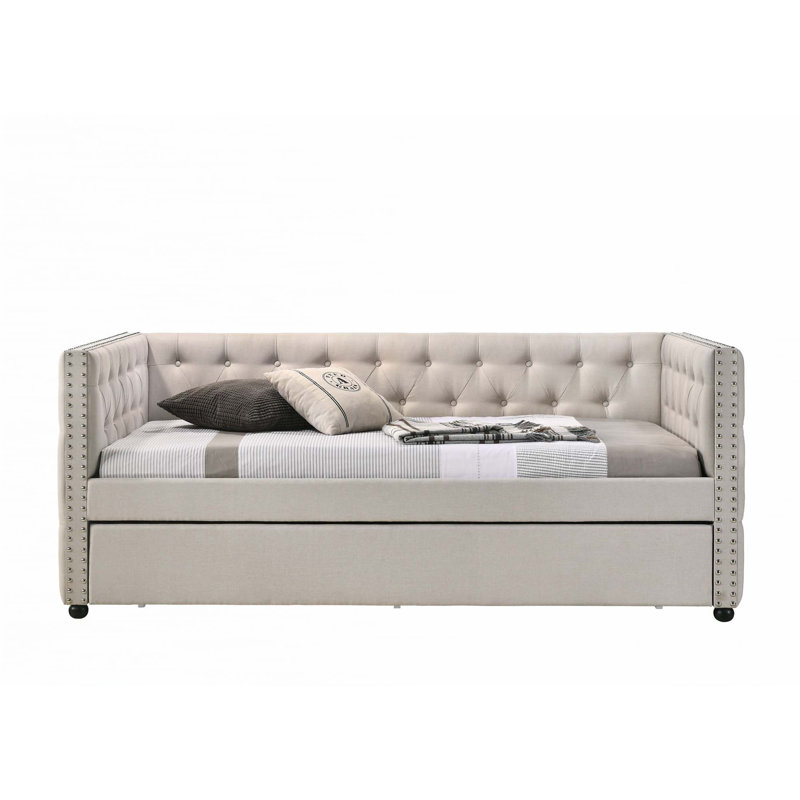 Lit de jour avec couchette, Beige, Complet/Double