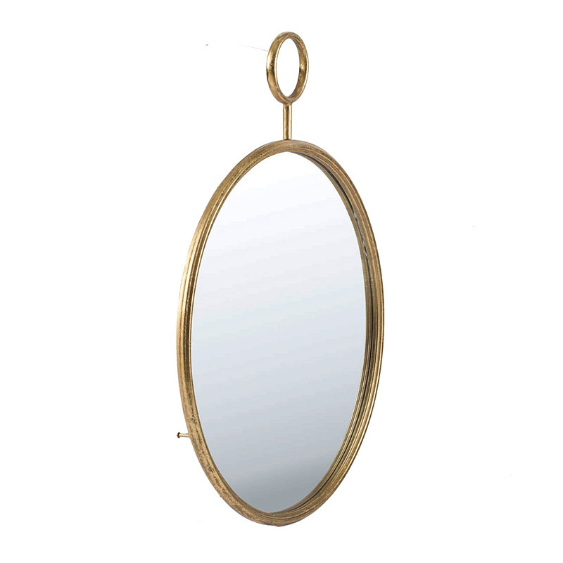Miroir mural circulaire avec cadre en fer doré, miroir décoratif pour le salon, le vestibule, le bureau, 28,3 po x 22,4 po