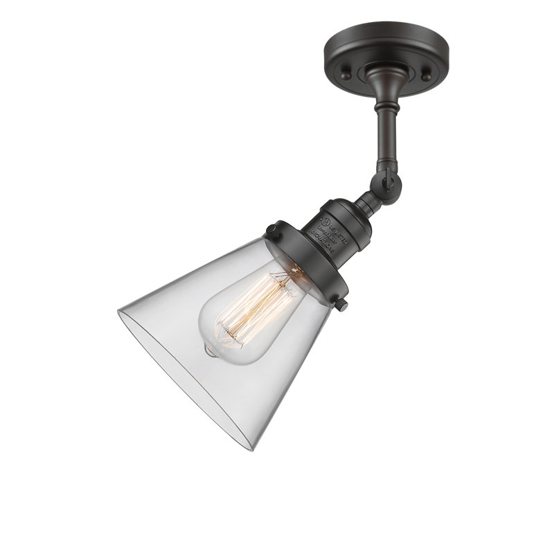 Cone 1 Light Sconce, 6 Watt Vinage LED Bulb, Clear, Oil Rubbed Bronze