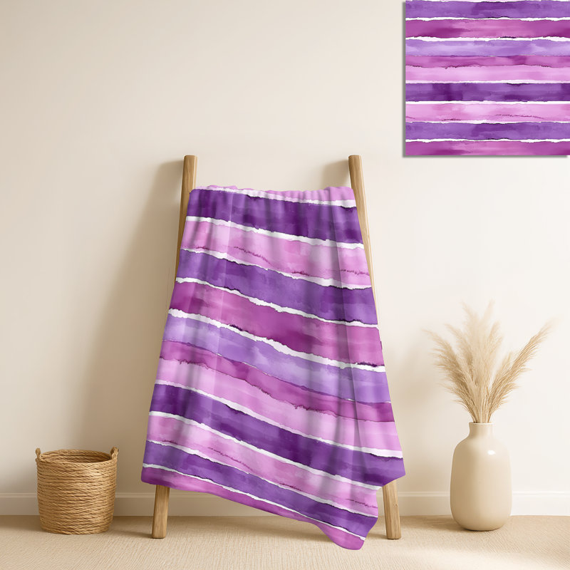 Jeté mauve et mauve à rayures lavande mauve et blanc