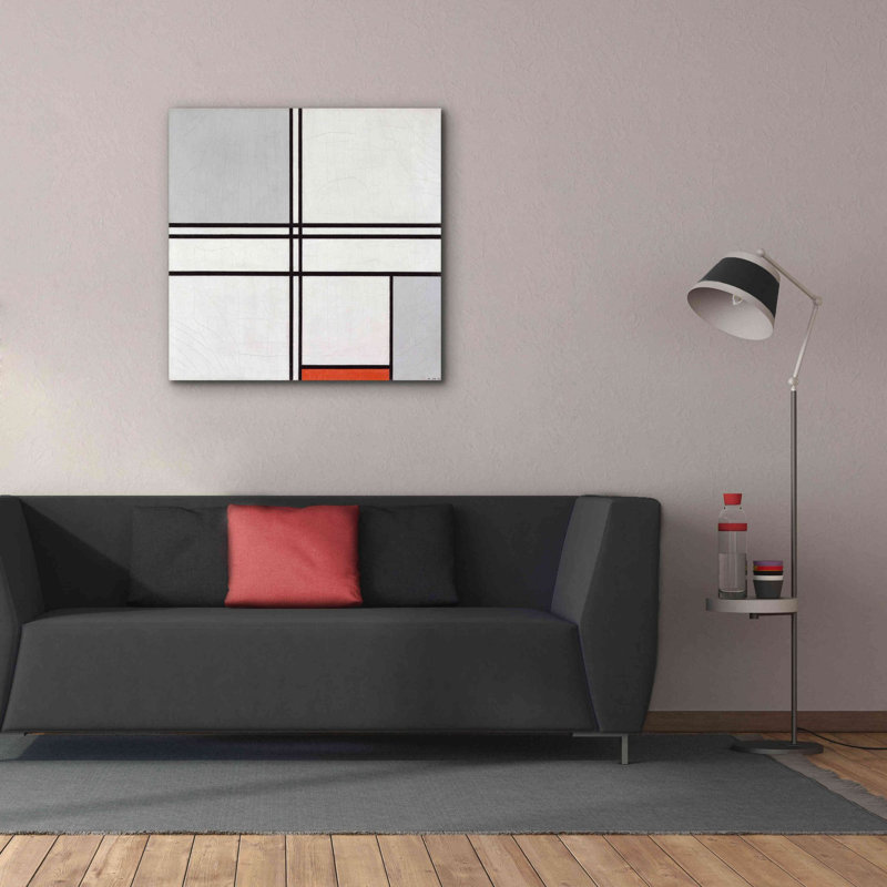 «Eolande Composition No. 1 Grey and Red», 1935 sur toile par Piet Mondrian, H 37 po x l 37 po x P 1,5 po