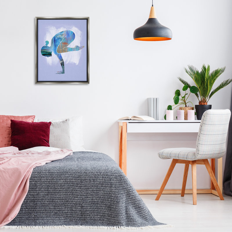 «Mindful Yoga Pose» par Tim Parker, H 31 po x l 25 po, Cadre flottant gris lustré